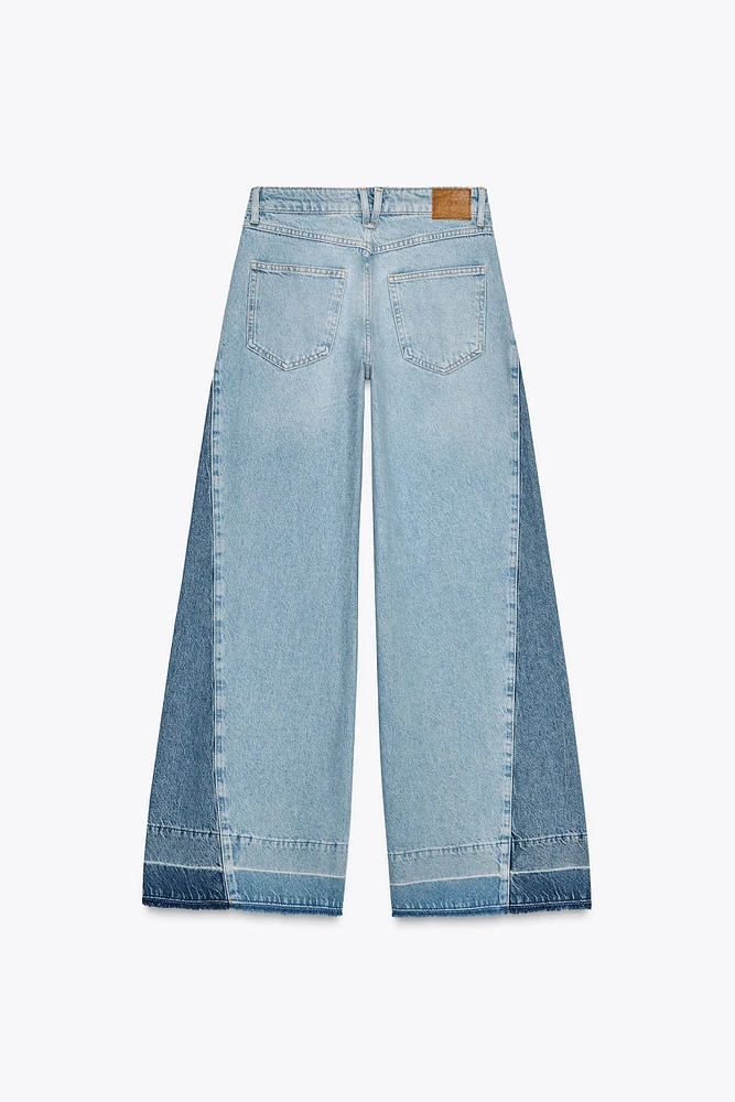 Z1975 CONTRAST MID-RISE WIDE LEG JEANS