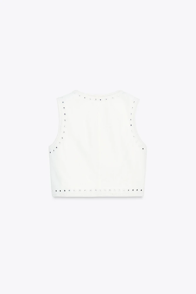 TOP GILET BRODÉ AVEC MIROIRS
