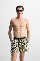 SHORT DE BAIN LONG À IMPRIMÉ FLORAL