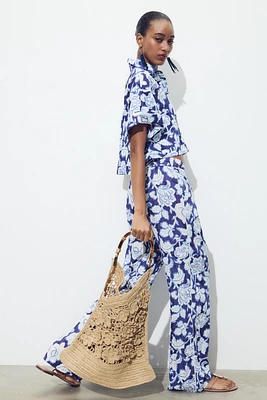 FLORAL WOVEN SHOPPER BAG