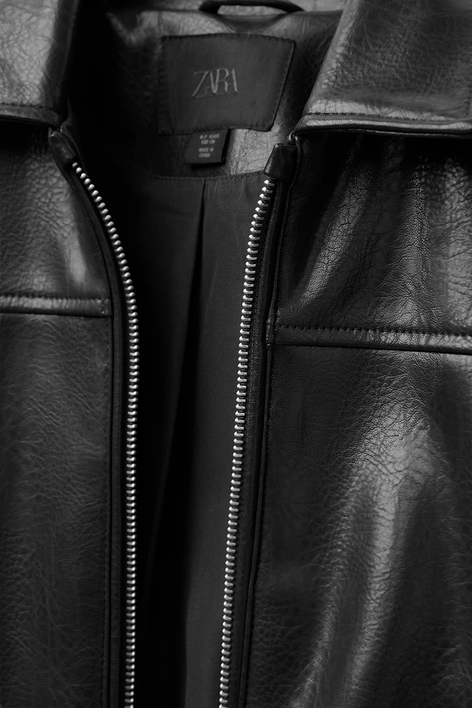 FAUX LEATHER BOMBER