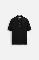 KNIT LACE POLO SHIRT