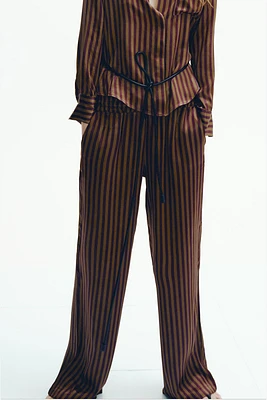 SATIN EFFECT STRIPED PANTS