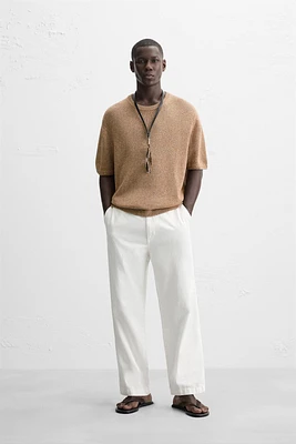 T-SHIRT EN MAILLE DE COTON ET LIN