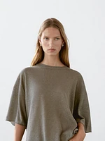 Linen oversize short sleeve sweater