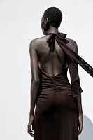 ROBE TULLE HALTER DRAPÉE