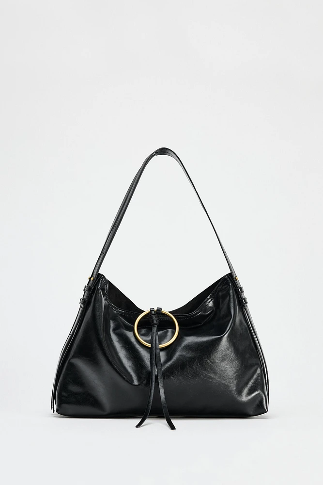 METAL DETAIL SHOULDER BUCKET BAG