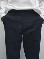 Cotton and linen blend tapered fit trousers