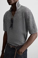 STRIPED KNIT POLO SHIRT