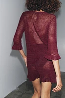 CROCHET KNIT MINI DRESS