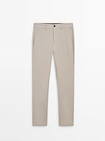 Tapered fit cotton twill trousers