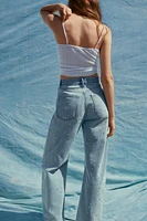 TRF CURVED HIGH WAIST RHINESTONE JEANS