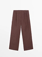 Pantalon fluide à rayures 100 % lin
