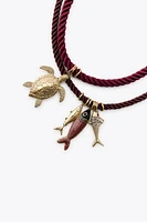 PACK OF 4 ROPE NECKLACES WITH MARINE CHARMS