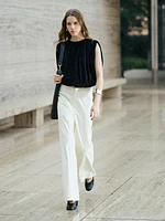 Pantalon large coutures apparentes