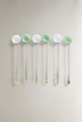LOT PETITES CUILLÈRES VERRE RECYCLABLE FLEURS (LOT DE 6)