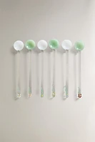 LOT PETITES CUILLÈRES VERRE RECYCLABLE FLEURS (LOT DE 6)
