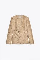 VESTE À SEQUINS ET CEINTURE