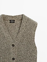 Veste sans manches en maille moulinée à col V