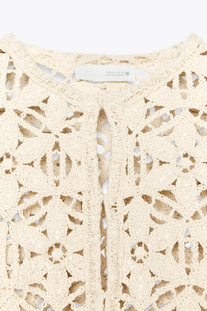 VESTE MACRAMÉ SEQUINS