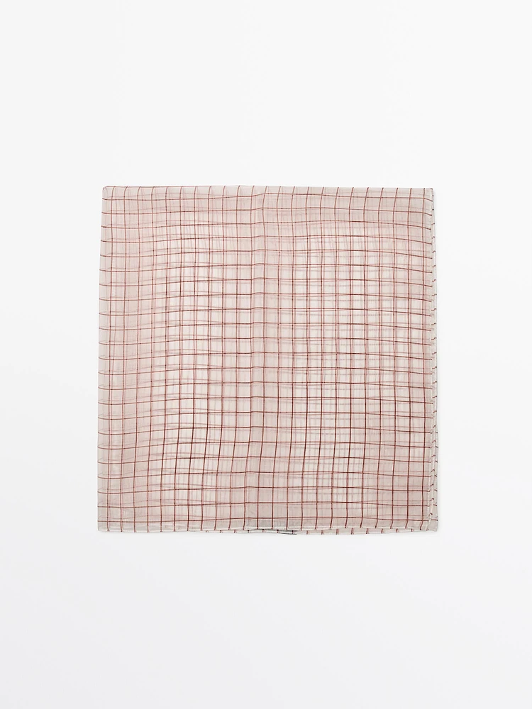 100% silk check pocket square