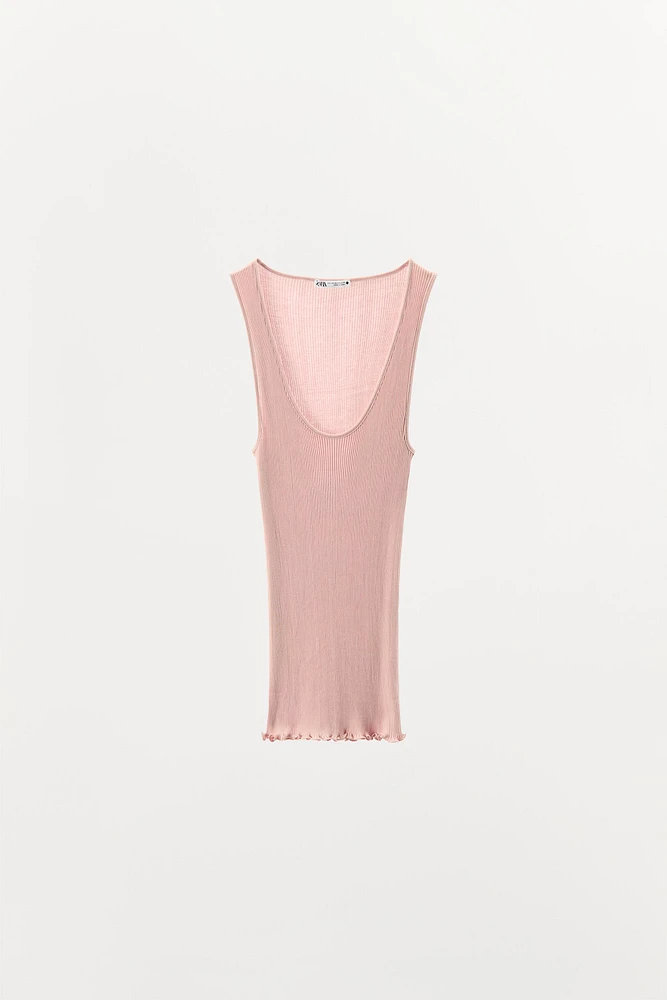 100% SILK RIBBED TOP