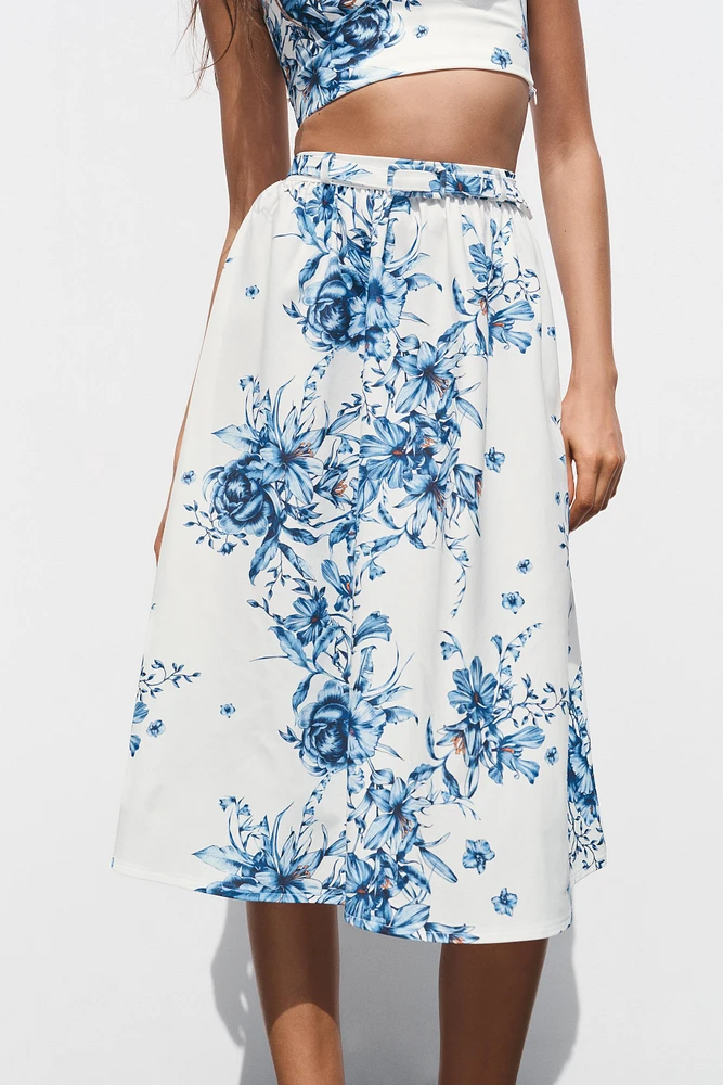 FLORAL PRINT MAXI SKIRT
