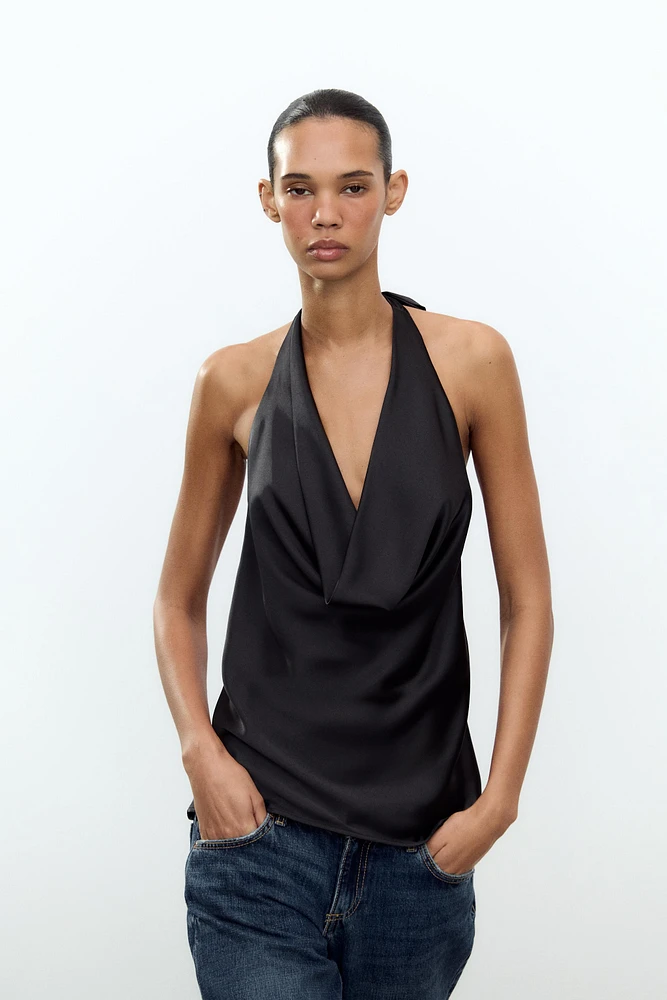 HALTER SATIN EFFECT TOP