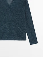 100% linen cutwork sweater