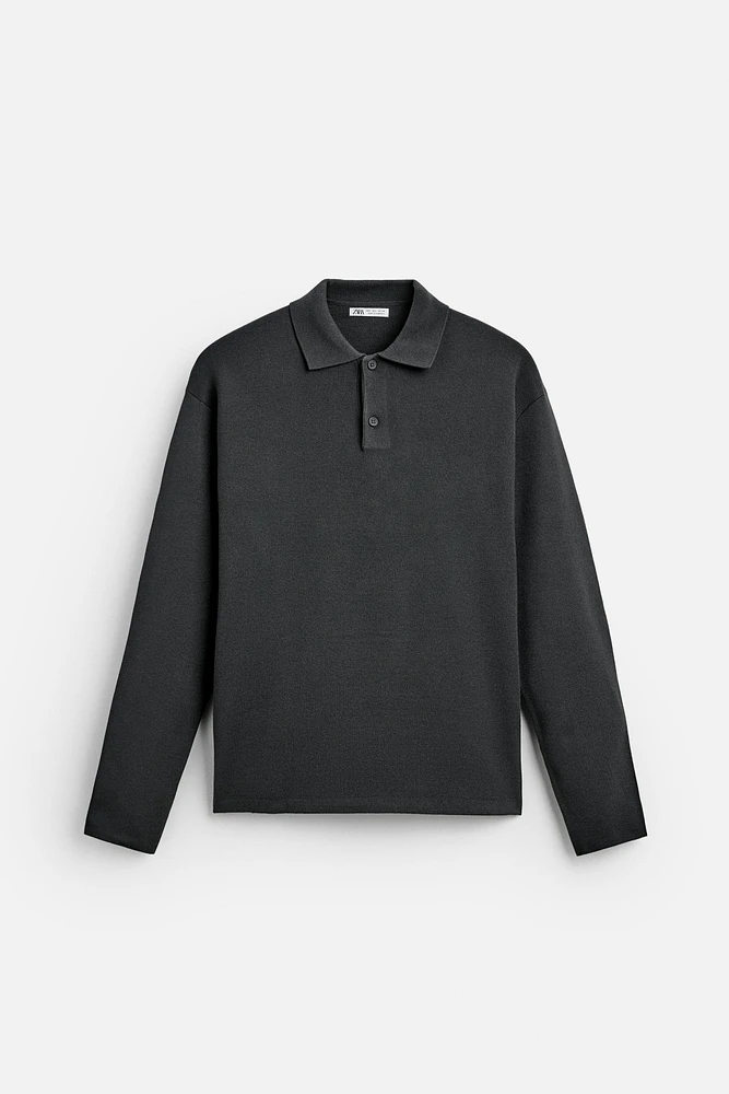 VISCOSE BLEND KNIT POLO SHIRT