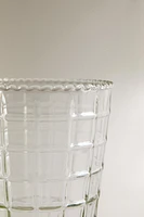 RAISED DESIGN GLASS TUMBLER
