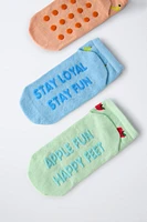 LOT DE TROIS PAIRES SOCQUETTES COURTES FRUITS