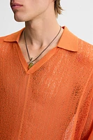 OPENWORK KNIT POLO SHIRT