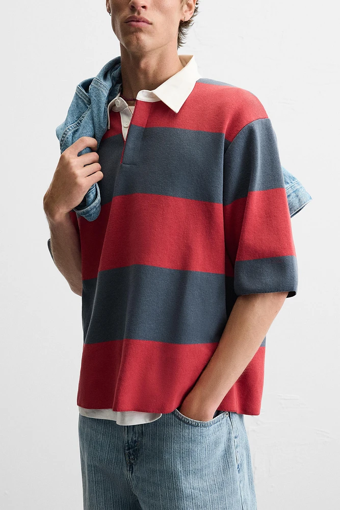 STRIPED KNIT POLO