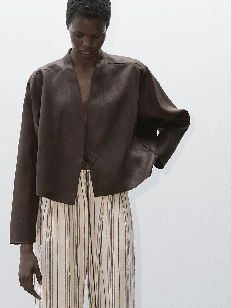 Chemise fluide en lin avec nœud - Studio