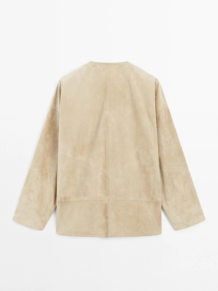Wide suede leather blouse