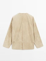 Wide suede leather blouse