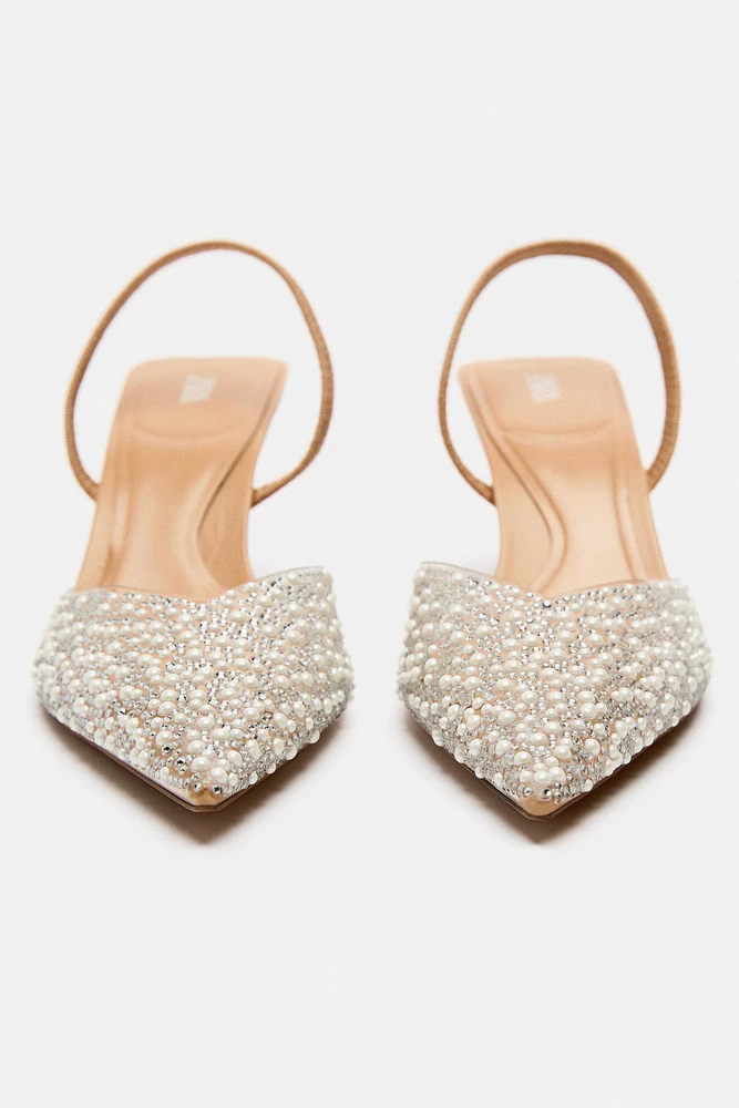 PEARL HEELED SLINGBACKS