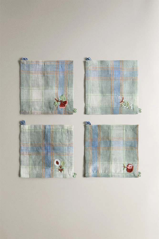 LOT SOUS-VERRE LIN CARRÉS (LOT DE 4)