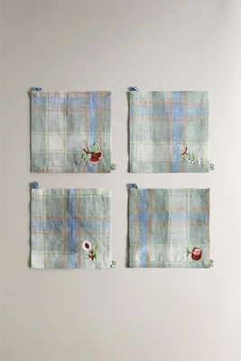 LOT SOUS-VERRE LIN CARRÉS (LOT DE 4)
