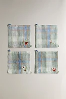LOT SOUS-VERRE LIN CARRÉS (LOT DE 4)
