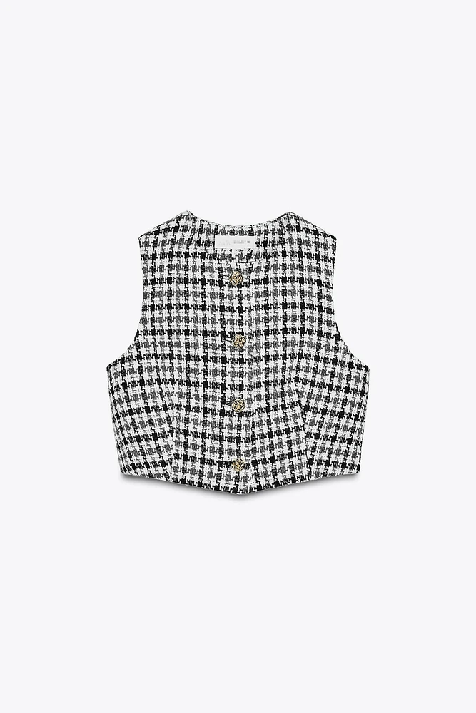 GILET STRUCTURÉ PIED-DE-POULE