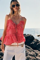 RUFFLED TIE TOP