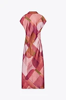 GEOMETRIC PRINT SATIN DRESS