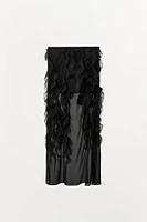 JUPE MIDI FLEURS RELIEF