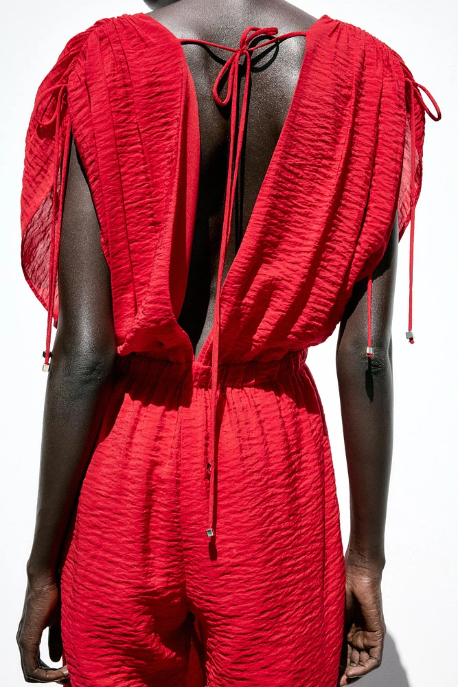 WIDE V-NECK JUMPSUIT