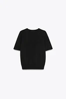 PLAIN KNIT BASIC SHORT SLEEVE TOP