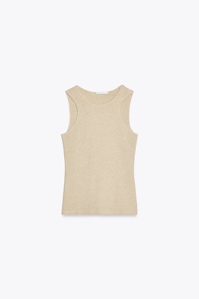 SLEEVELESS LINEN T-SHIRT