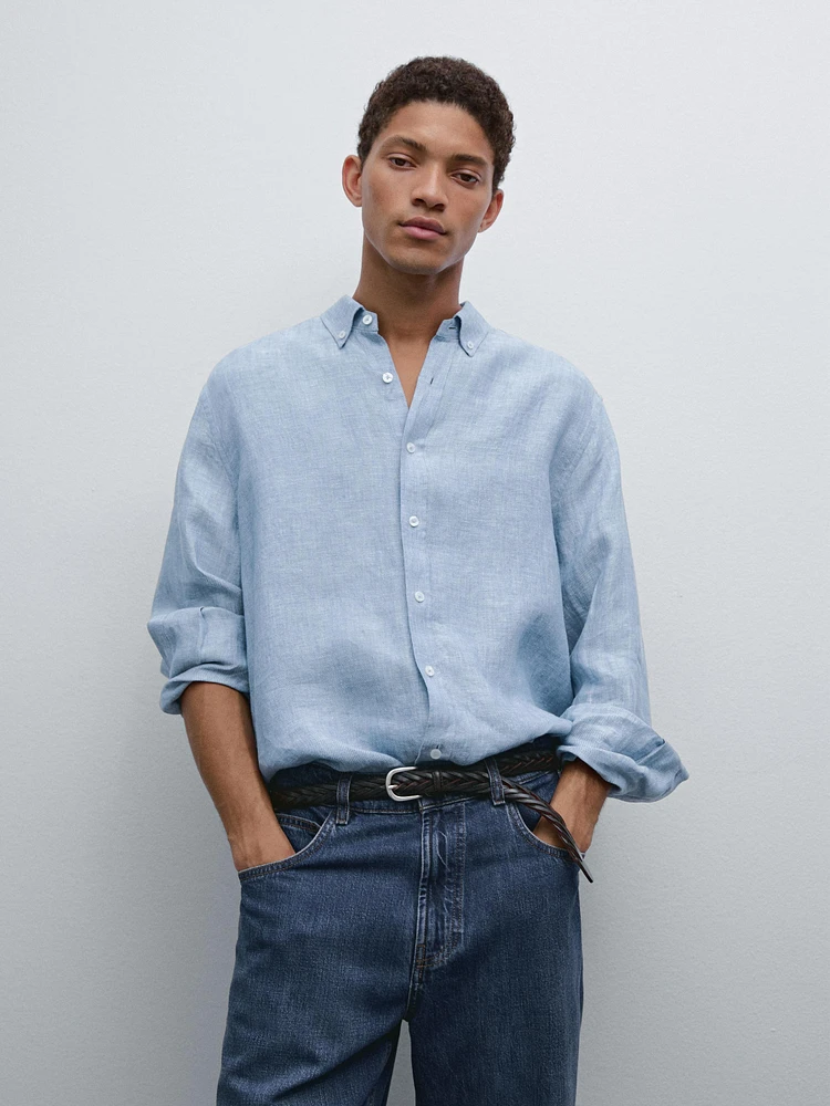 Chemise oxford regular fit 100 % lin