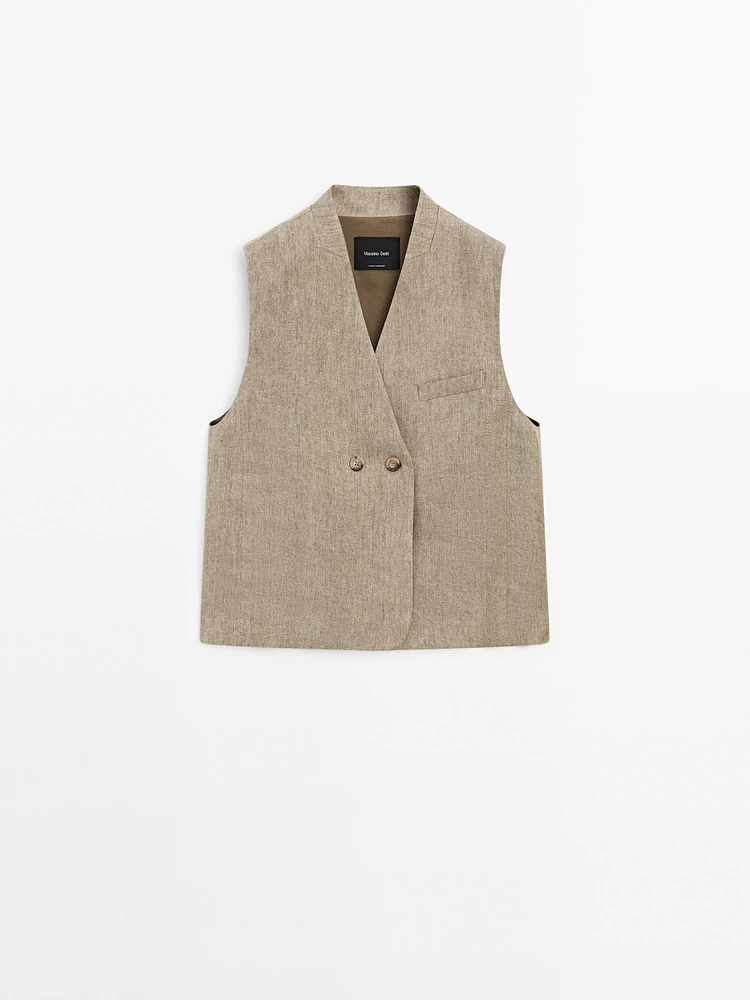 Veste sans manches en mélange de lin